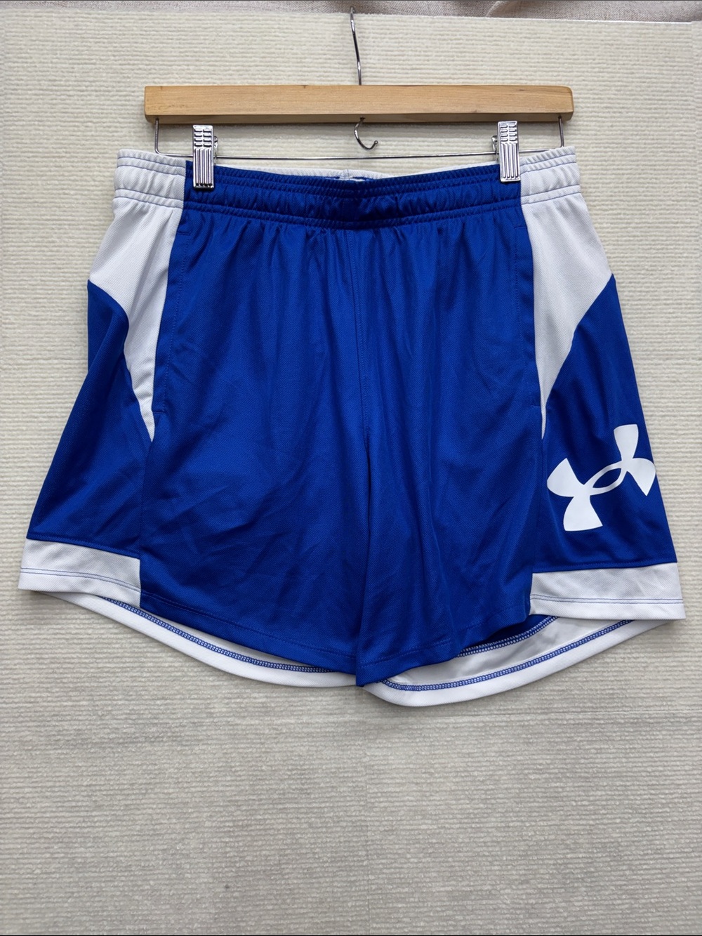 New Under Armour Royal Blue and White Athletic Shorts medium